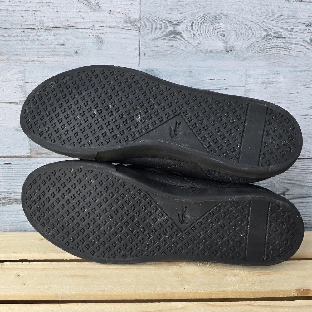 Lacoste Bayliss Black Leather Sneakers Lace Up Mens Size 11 - Picture 12 of 14